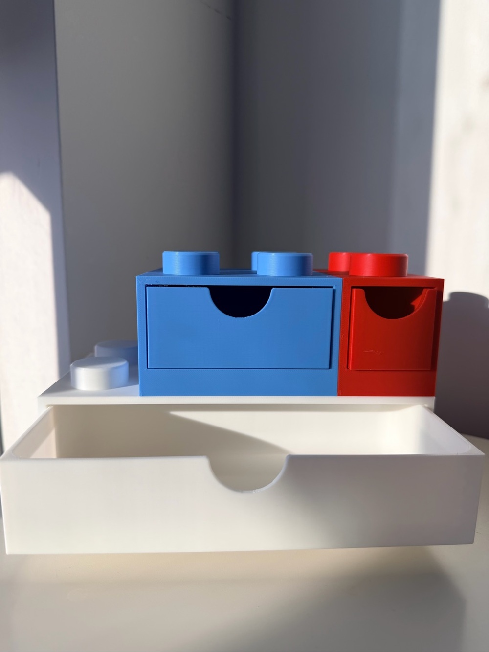 Modular LEGO Style Desk Organizer Drawers Color Block Storage Set - Picture 4 of 9
